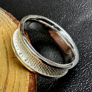 Bague tunnel en argent sterling 925, 6 mm, bague incrustée, bagues homme, bagues incrustées, bagues incrustées en résine