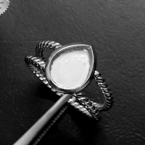 925 Sterling Silver Thick Bezel Pear Shape Ring Blank Setting DIY With Rope Wire Band, Blank Ring Base, Bezel For Resin And Gemstones Work