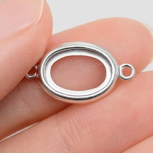 Sterlingzilveren ovale ringconnector, harsbasis