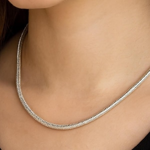 Collar de cadena de serpiente de plata de ley de 3 mm