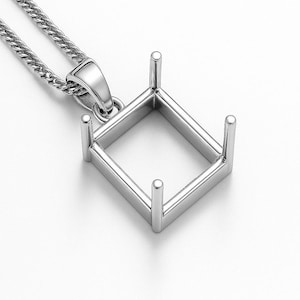 Colgante rectangular de plata de ley con engaste de bisel.