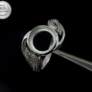 925 Sterling Silver Round Shape 10 MM Handcrafted Bezel Ring Blank Bezel Setting DIY Cup With CZ, Keepsake And Resin Jewelry Making,