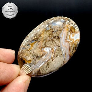 Colgante de plata de calcita marrón 925 estampado incluye cadena de plata, regalo perfecto para cualquier persona, envío gratuito a todo el mundo