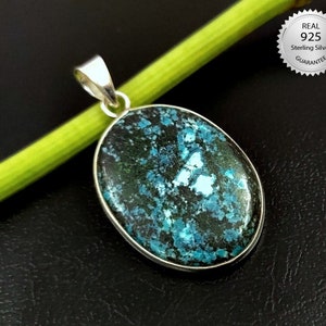 Silver Pendant Pure 925 Sterling Silver Oval Shape Pendant Studded With Fine Quality Tibetan Turquoise Cabochon Gemstones