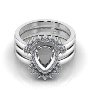 925 Sterling Solid Silver Ring Base, 10X7 MM Pear Blank Bezel Setting Ring, CZ Gemstone Jewelry, Engagement Ring For Women, Promise Jewelry
