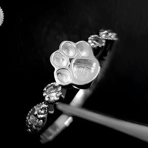 925 Sterling Silver Paw Print Ring Bezel, DIY Resin Jewelry