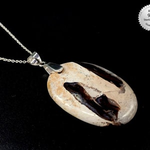 Colgante de plata de calcita marrón 925 estampado incluye cadena de plata, regalo perfecto para cualquier persona, envío gratuito a todo el mundo