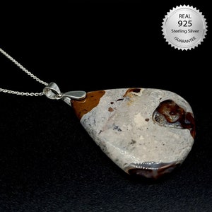 Colgante de plata de calcita marrón 925 estampado incluye cadena de plata, regalo perfecto para cualquier persona, envío gratuito a todo el mundo
