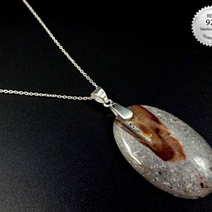 Colgante de plata de calcita marrón 925 estampado incluye cadena de plata, regalo perfecto para cualquier persona, envío gratuito a todo el mundo