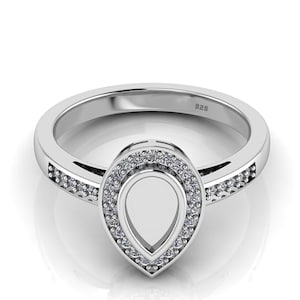 925 Sterling Silver 8X5 MM Pear Blank Bezel Ring With CZ Gemstone, Blank Pear Bezel For Resin, Beautiful Jewelry For Women, Anniversary Ring