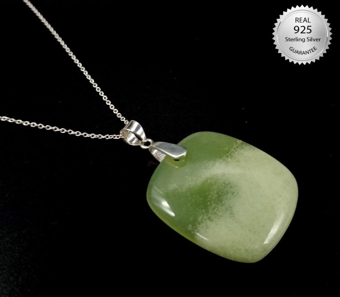 Serpentine Silver Pendant 925 Stamped Include With Silver Chain