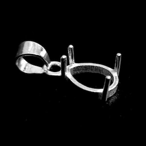 925 Sterling Silver Prong Bezel Pendant Setting For Pear Shape Gemstone, Blank Pendant Setting, Prong Pendant Bezel Setting,