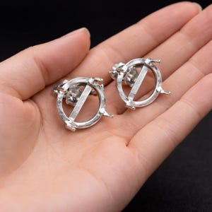 スターリングシルバー ラウンドイヤリング ブランクベゼルセッティング オープンバック (4 x 4 MM ～ 25 x 25 MM)
