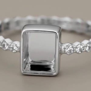 Sterlingzilveren rechthoekige ringringinstelling