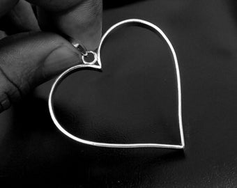 Ciondolo a forma di cuore vuoto con castone aperto in argento Sterling 925 autentico, fai da te, per la creazione di gioielli in resina.