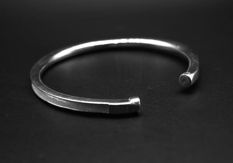 925 Sterling Silver Bangle For Horse Hair Cuff Bracelet Keepsake Jewelry, Handcrafted Bangle Cuff Setting DIY, Horse Hair Good luck Bangle