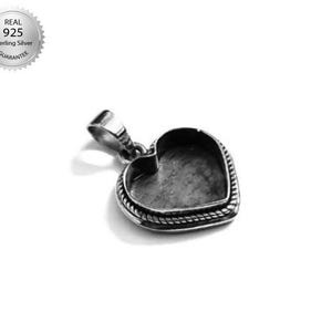 925 Sterling Silver Heart Shape Handcrafted Pendant Bezel Setting, Blank Heart Shape Pendant Setting, Bezel For Resin