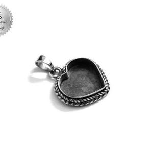 925 Sterling Silver Heart Shape Handcrafted Pendant Bezel Setting, Blank Heart Shape Pendant Setting, Bezel For Resin