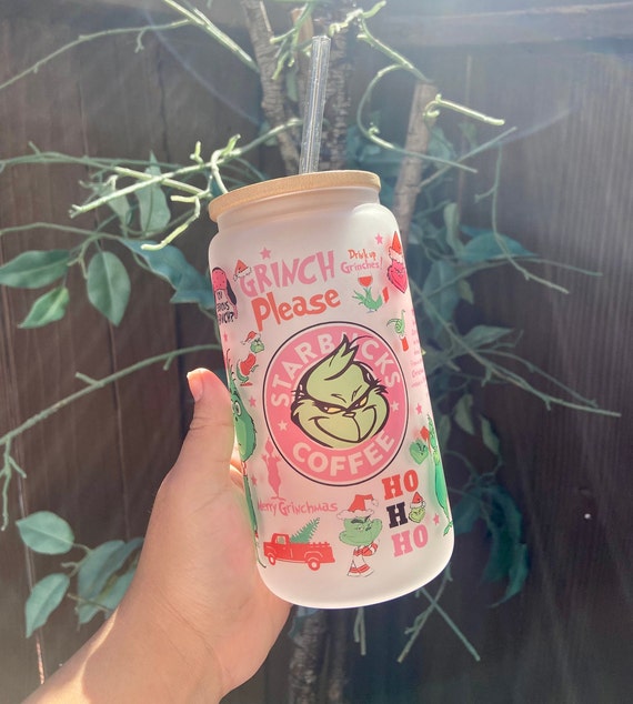 16oz The Grinch Tumbler With Straw