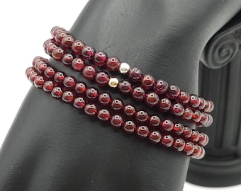 Dainty Garnet Bracelet; January Birthstone Crystal Jewelry Gift