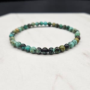 Handmade African Turquoise Crystal Bracelet - Small 4MM Natural Gemstone Beads - Custom Sizes Offered