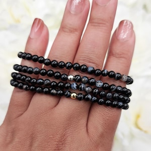 Sardonyx Crystal Bracelet - Handcrafted Jewelry - Stretch Bracelet - Small 4MM Beads - Unique Gemstone Gift