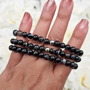 Sardonyx Bracelet - 6MM Beads - Custom Sizing Available - Handmade Crystal Jewelry Gift