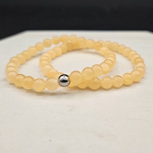 Orange Calcite Bracelet: Stretchy Crystal Jewelry, Handmade 6MM Beads