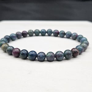 Handmade Ruby Kyanite Fuchsite Bracelet: Rare Gemstone Crystal Jewelry