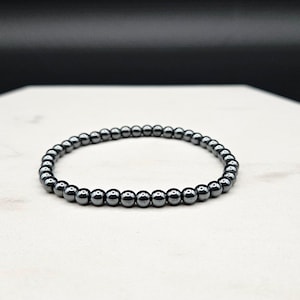 Hematite Crystal Bracelet: Handmade Gemstone Stretch Jewelry