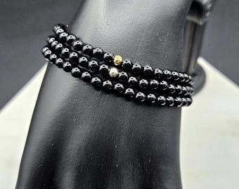 Black Tourmaline Bracelet: Dainty Everyday Wear Crystal Jewelry, Protection Crystal