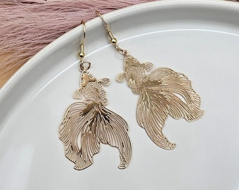 Handmade 14K Gold Filled Fish Earrings - Statement Jewelry
