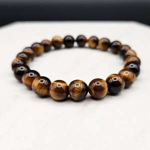 Handmade Tigers Eye Bracelet: Natural Stone Protection Jewelry