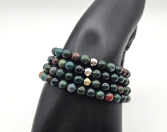 Bloodstone Bracelet: Handmade Healing Crystal Jewelry, 6MM Gemstone Beads, Custom Options