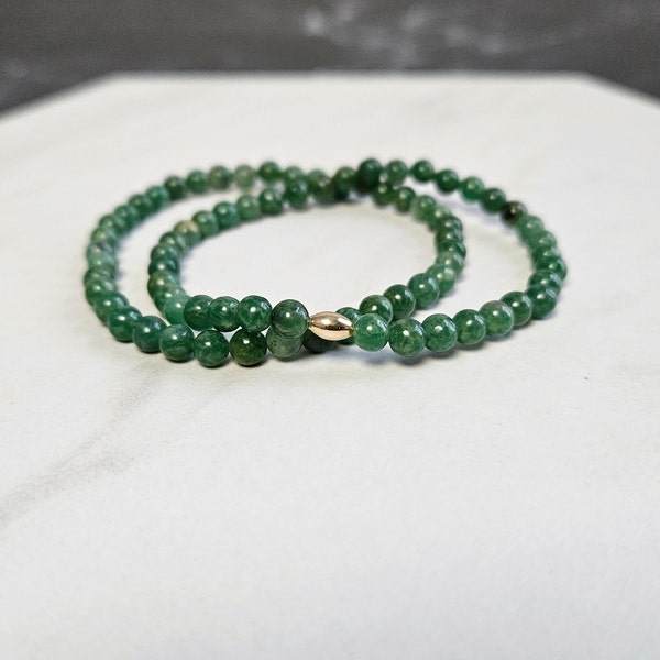 Jade Bracelet - 4MM African Jade Beads - Handmade Crystal Stretch Bracelet - Natural Jade Jewelry - Dainty Bracelet - Coworker Gift