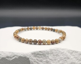 Picture Jasper Bracelet: Dainty 4MM Gemstone Beaded Jewelry