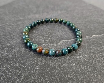 Bloodstone Crystal Bracelet - 6MM Beads, Custom Sized Jewelry - Natural Stone Beads - Beaded Bracelets - Genuine Bloodstone - Gift for Him