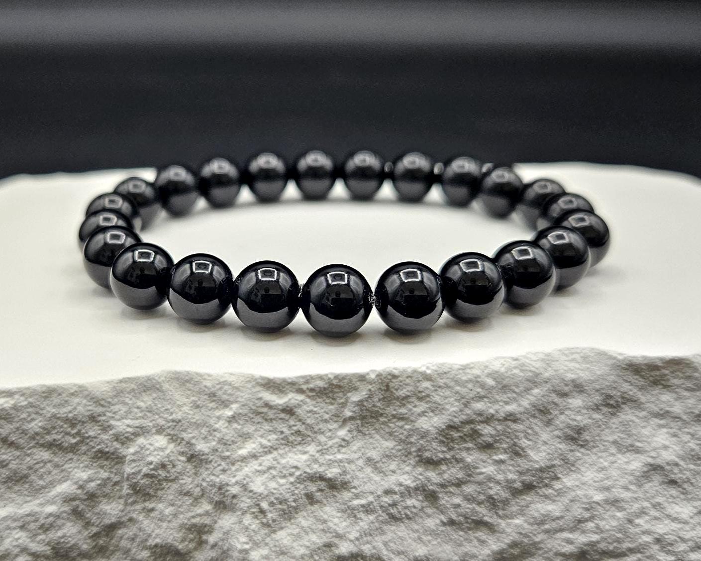 Handmade Genuine Black Onyx Natural Stone Bracelet 6mm Black Onyx Bracelet With Clasp, Natural Crystal Bracelet  main image 3