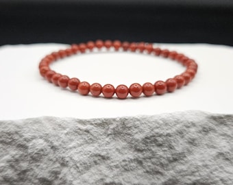 Dainty Red Jasper Bracelet: Handmade Beaded Crystal Jewelry