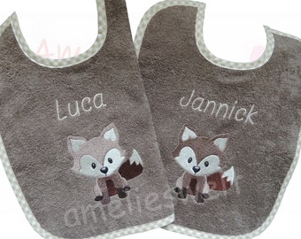 Lätzchen, mit Name, Fuchs, Braun, personalisiert, geschenk, Geburtsgeschenk, Babygeschenk, Taufgeschenk