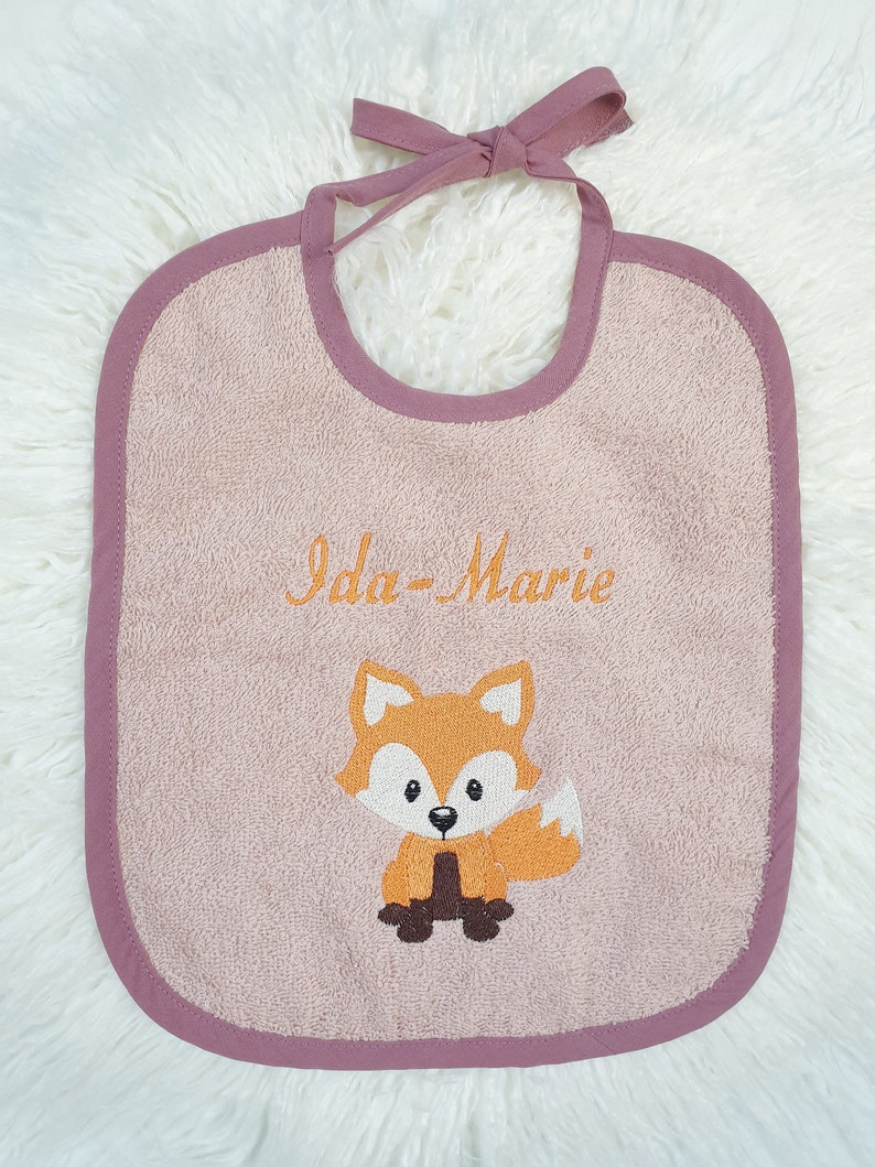 Lätzchen mit Name personalisiert fuchs peachrosa geschenk baby zur geburt taufe Bild 4