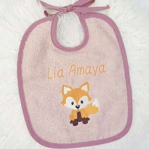 Lätzchen mit Name personalisiert fuchs peachrosa geschenk baby zur geburt taufe Bild 1