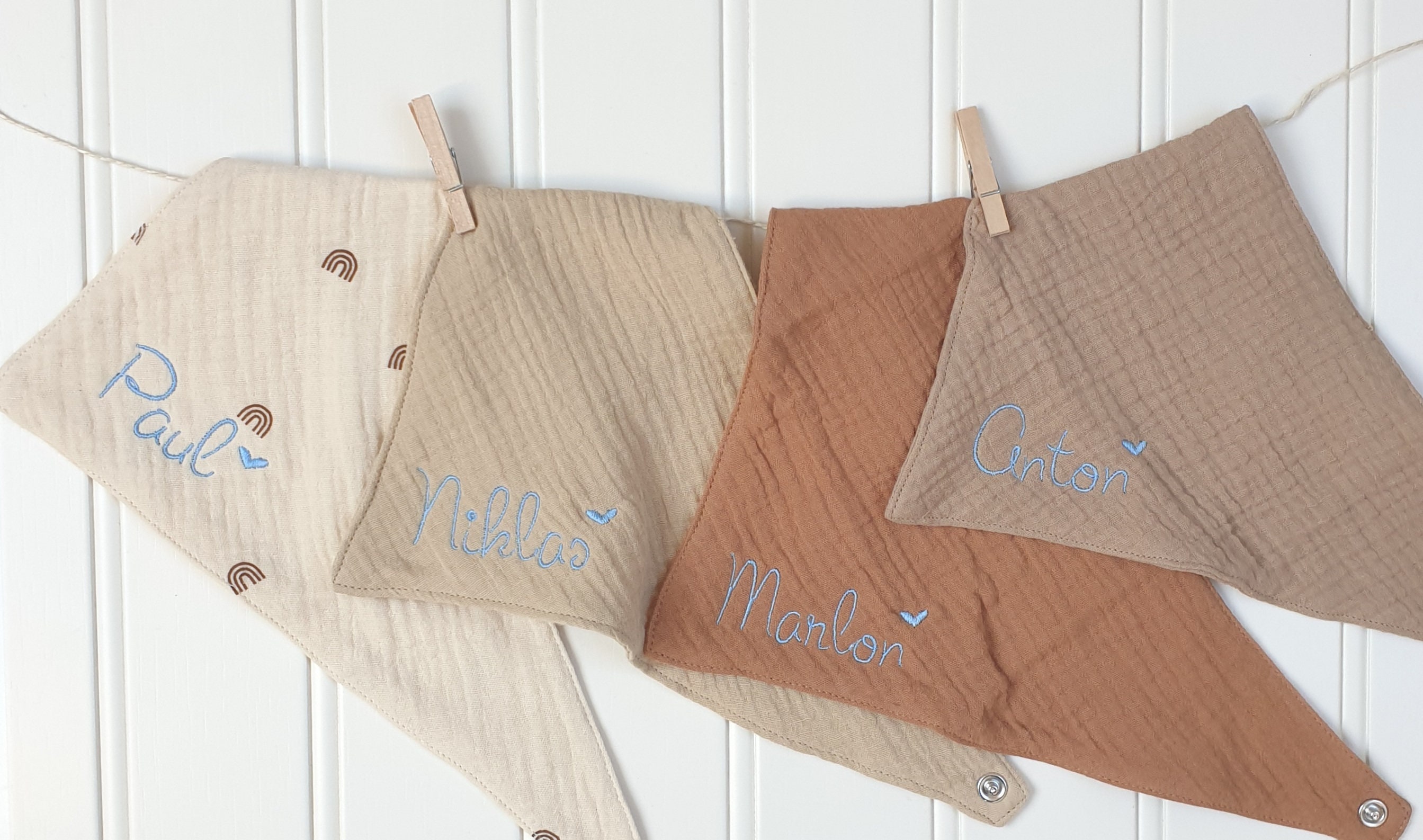 Räuberella 3er Set Musselin-Halstücher - Weiche Dreieckstücher Für Babys 0-18 Monate