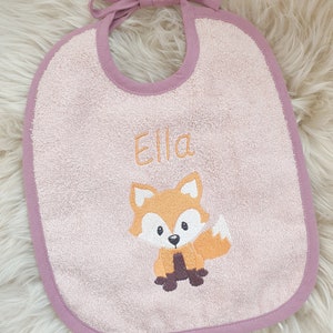 Lätzchen mit Name personalisiert fuchs peachrosa geschenk baby zur geburt taufe Bild 3