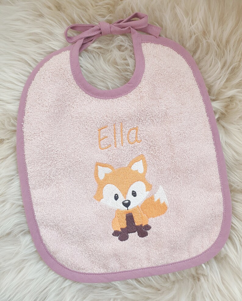 Lätzchen mit Name personalisiert fuchs peachrosa geschenk baby zur geburt taufe Bild 3