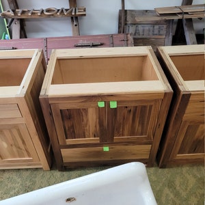 Hand-made American Chestnut Vanity Cabinet for Bathroom, reclaimed wood, rare, hardwood
