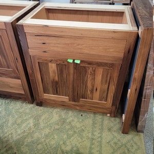 Hand-made American Chestnut Vanity Cabinet for Bathroom, reclaimed wood, rare, hardwood