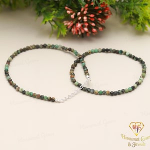 AAA+ Grade Geniune Africian Turquoise Beaded Bracelet,3-3.5MM Blue Turquoise Faceted Round Bead Stretch & Clasp Bracelet In Handmade Jewelry
