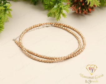 AAA+ Grade Geniune Golden Pyrite Beaded Necklace,3-3.5 MM Golden Pyrite Faceted Round Beads For Women Choker Necklace In Handmade Jewelry