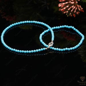 AAA+ Grade Geniune Blue Turquoise Beaded Bracelet,3-3.5 MM Turquoise Faceted Beads Stretch & Clasp Bracelet In Handmade Jewelry